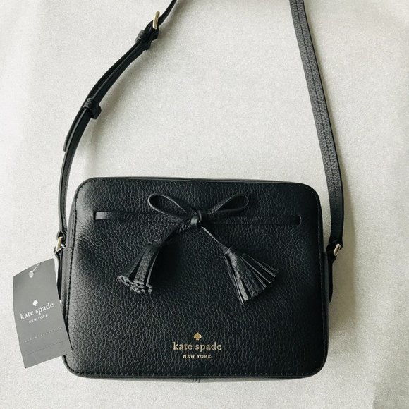 Kate Spade Hayes  Black Pebbled Leather Camera Crossbody Bag - Picture 7 of 16